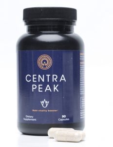Bottle of Centrapeak and capsules