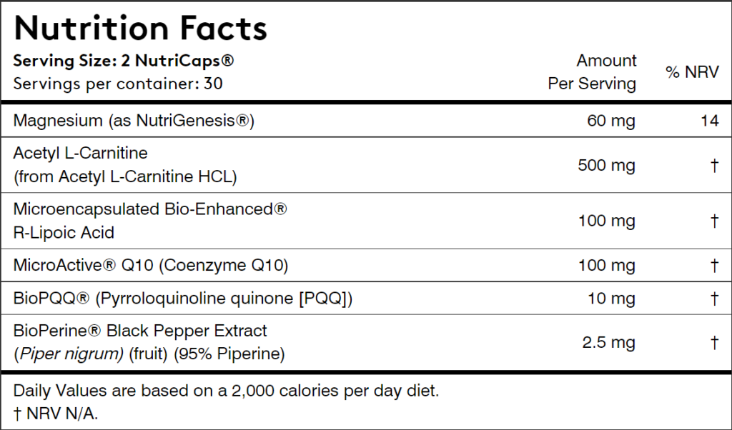 Performance Lab Energy supplement facts