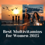 Women celebrating on a beach at sunset