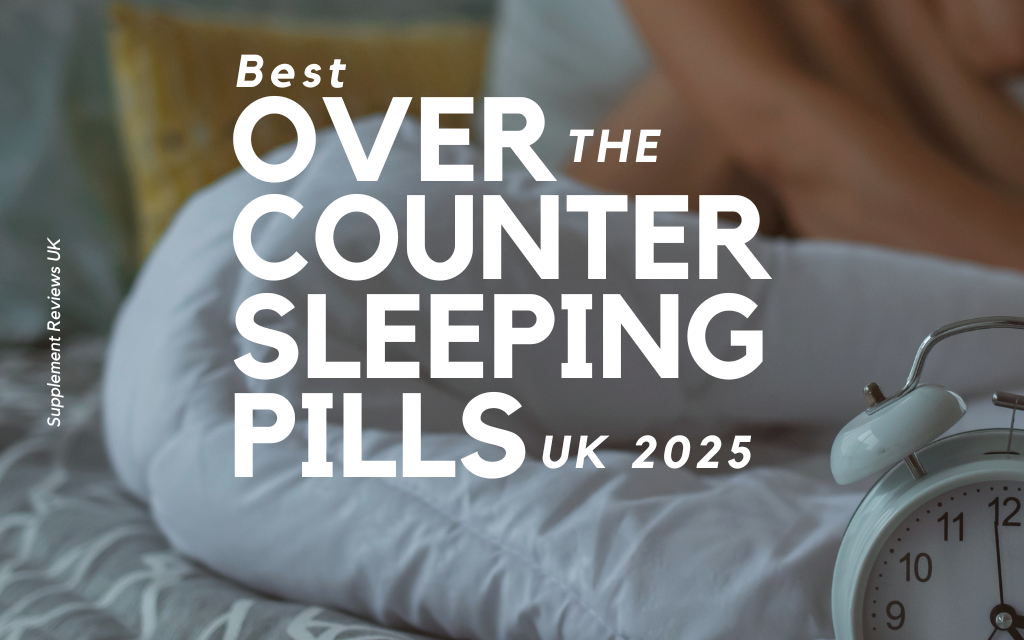 An out of focus shot of a bed with the words Beat Over the Counter Sleeping Pills UK 2025 over it