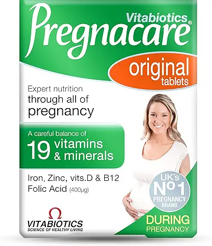 Front of the box of Pregnacare pre-natal vitamins by Vitabiotics