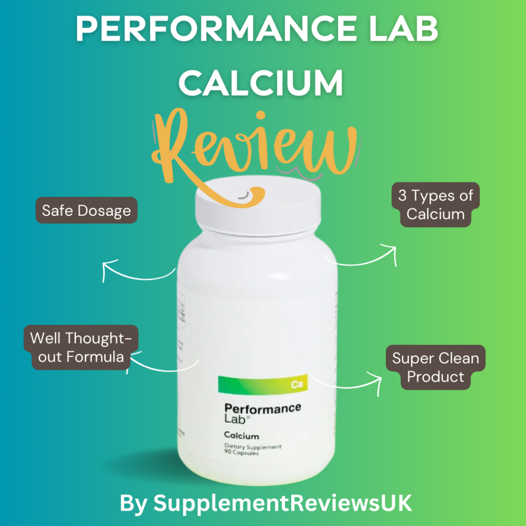 There is a bottle of Performance Lab Calcium with the word Review over the top