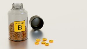 Bottle of vitamin B tablets