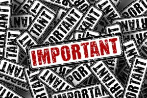 A stamp saying important in red