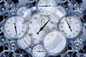 lots of clocks on top of each other