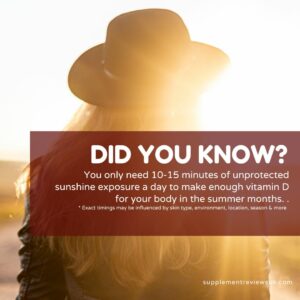 Woman standing with her back to camera facing the sun, with a Did you know? fact about vitamin D