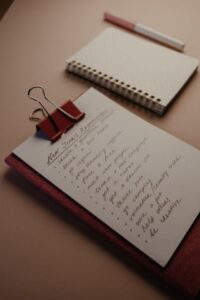 A clip board with a list of New Year resolutions